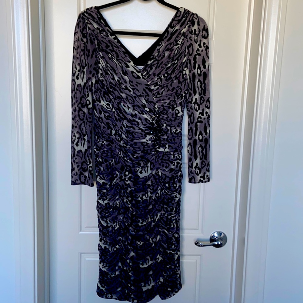 Gina Bacconi animal print dress.